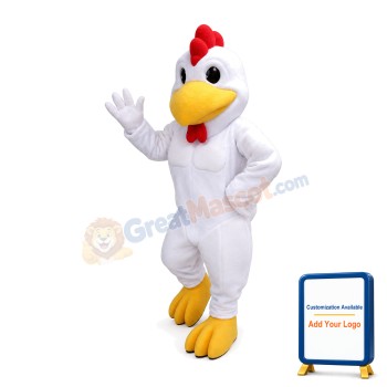 Power White Rooster Mascot Costume For Adult