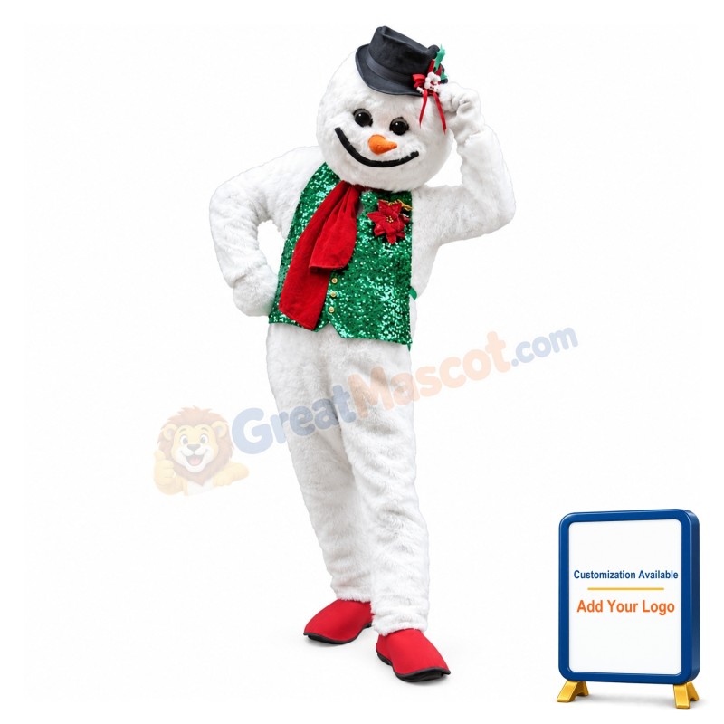 Adult Plush Christmas Snowman Mascot Costume