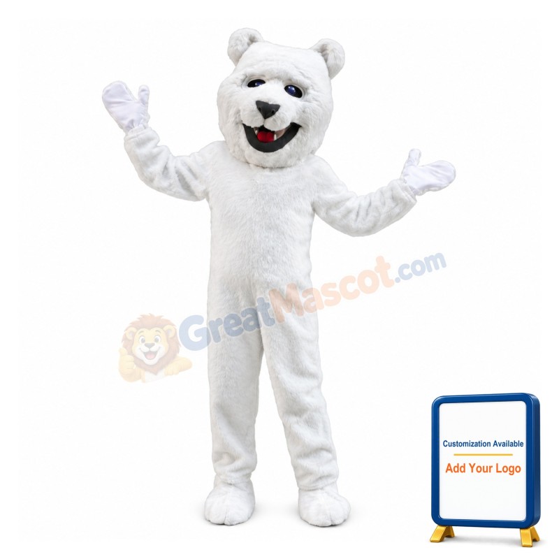 Friendly Plush White Bear Mascot Costume