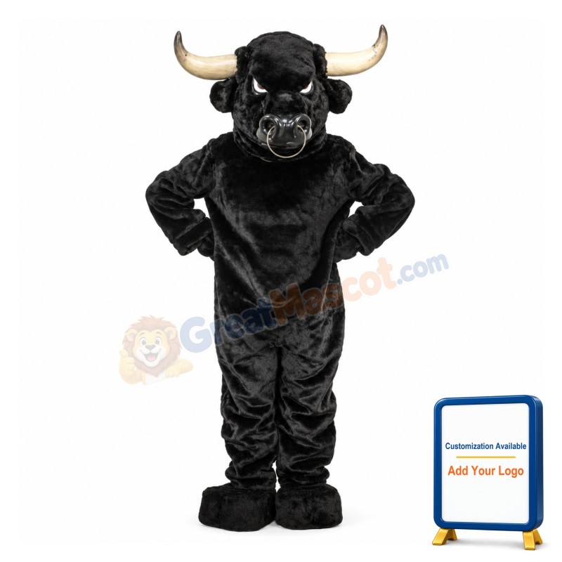 Angry Black Bull Mascot Costume
