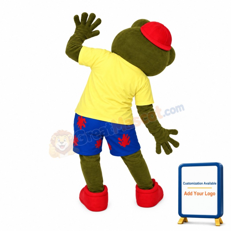 Lively Cartoon Green Frog Mascot Adult Costume