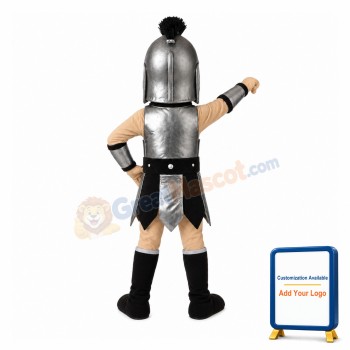 Trojan Spartan Silver Knight Mascot Costume