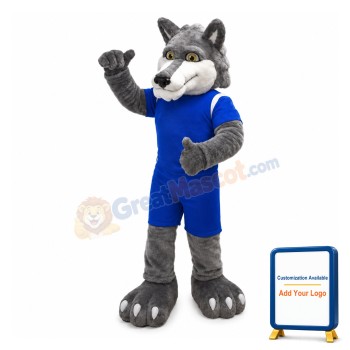 Power Grey Wolf Mascot Costume