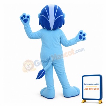 Lovable Cartoon Blue Lion Mascot Costume