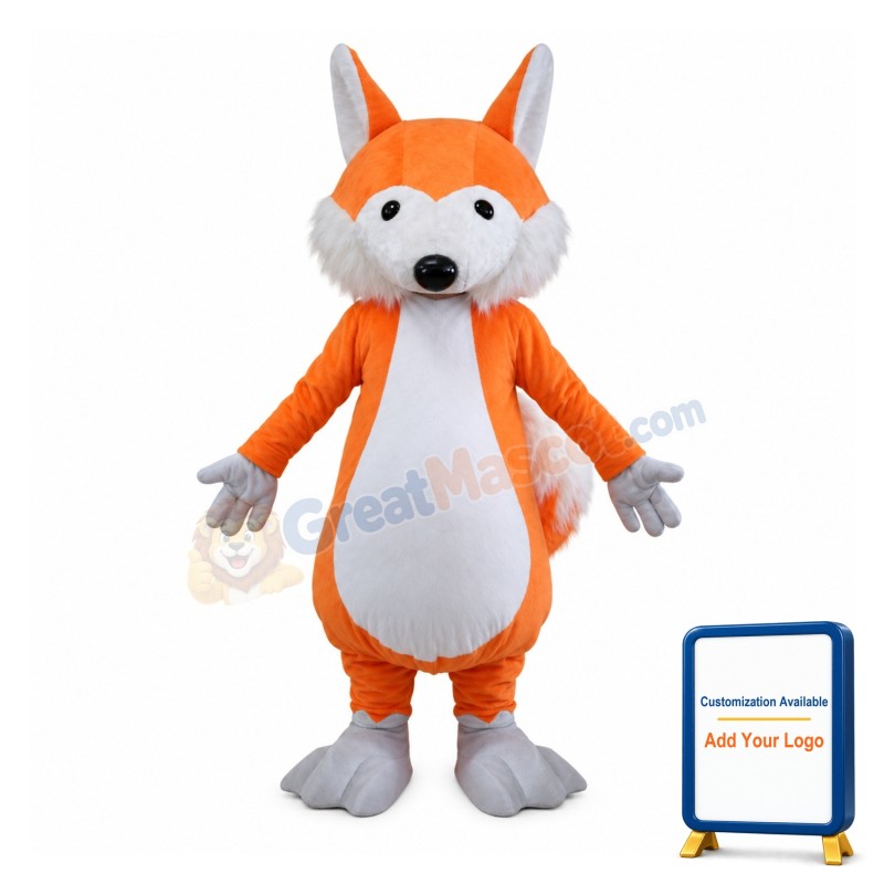 Adult Plush Orange Fox Mascot Costume