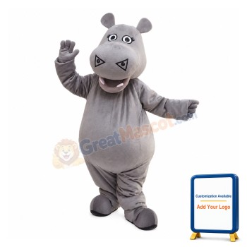 Lovely Grey Hippo Lightweight Mascot Adult Costume