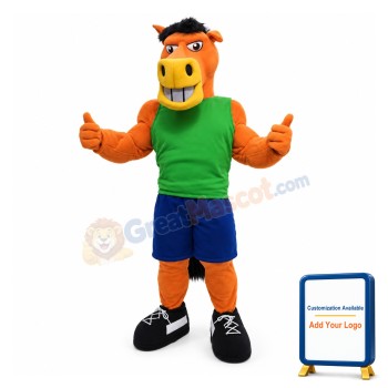 College Power Orange Horse Mascot Costume