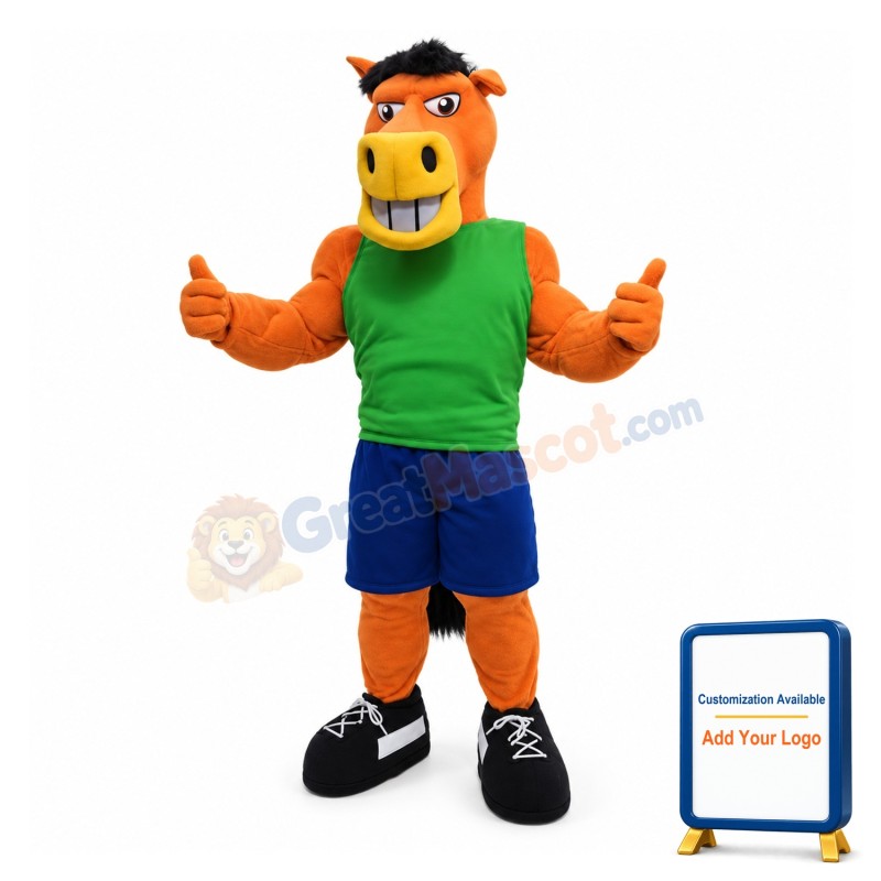 College Power Orange Horse Mascot Costume
