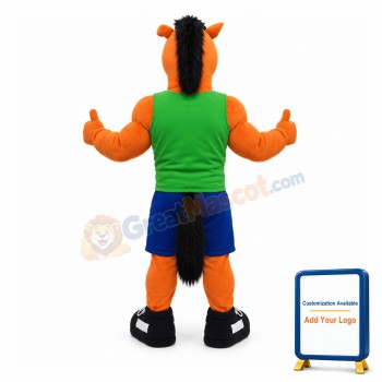 College Power Orange Horse Mascot Costume
