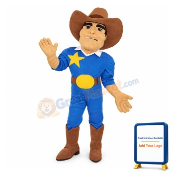 Blue Cowboy Mascot Costume