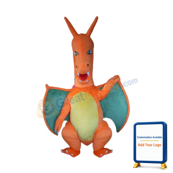Fierce Cartoon Orange Dragon Mascot Costume