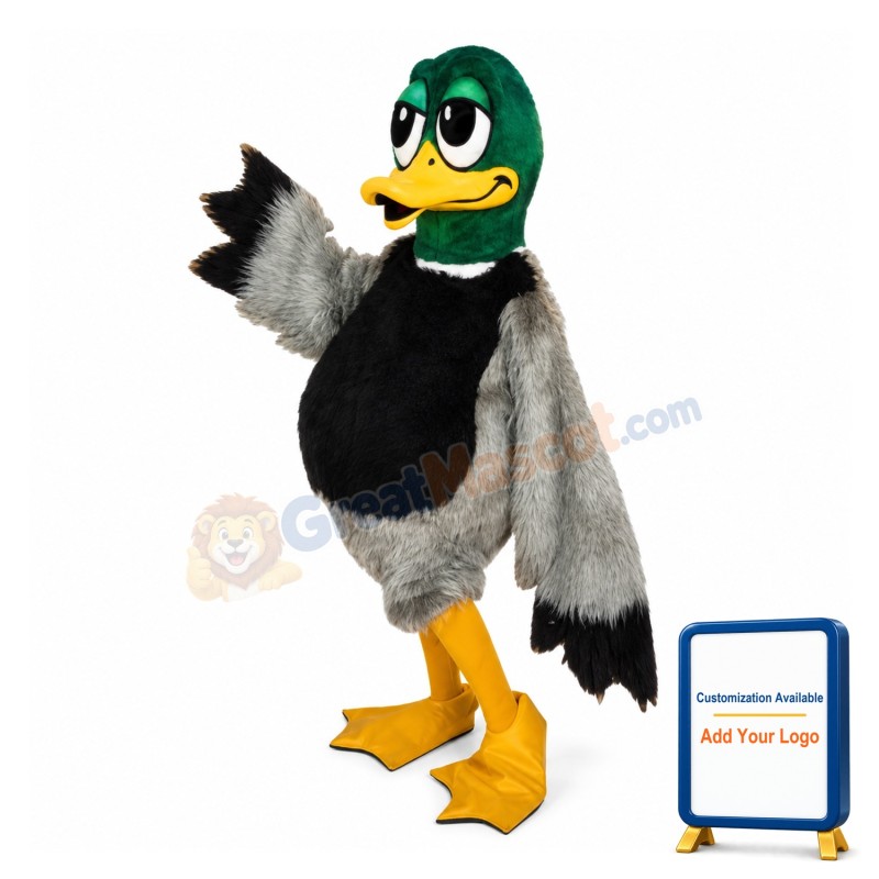 Cute Cartoon Mallard Duck Mascot Costume