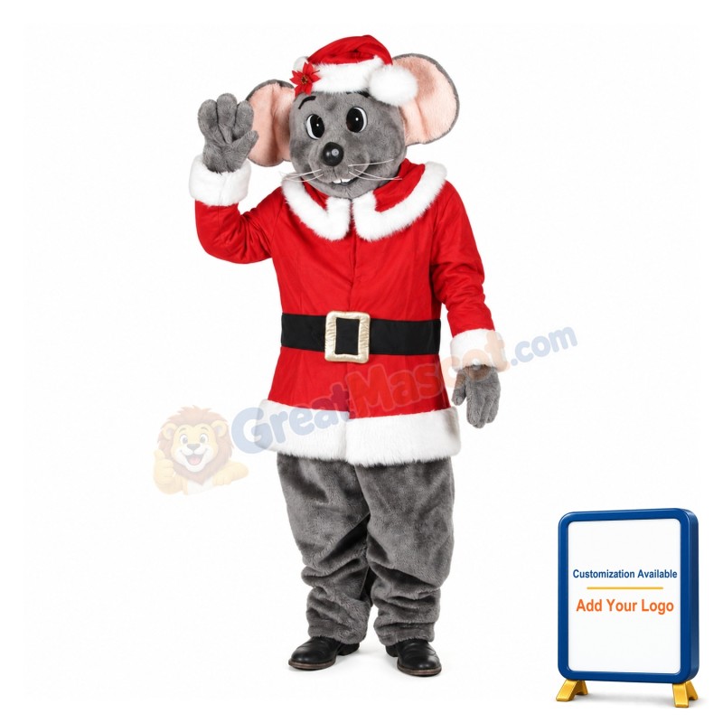 Christmas Gray Mouse Mascot Adult Costume