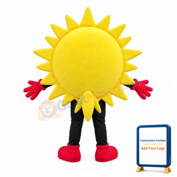 Smiling Cartoon Sun Mascot Costume With Sunglasses