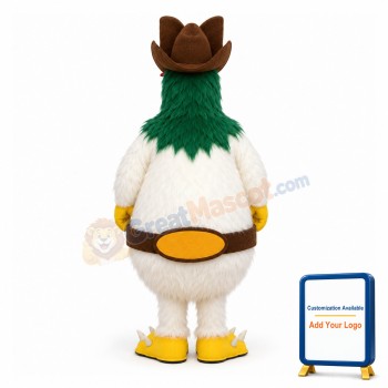 Long Fur Green Head Rooster Mascot Costume