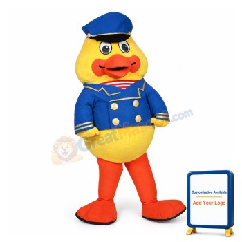 Cute Cartoon Papa Duck Captain Mascot Adult Costume 