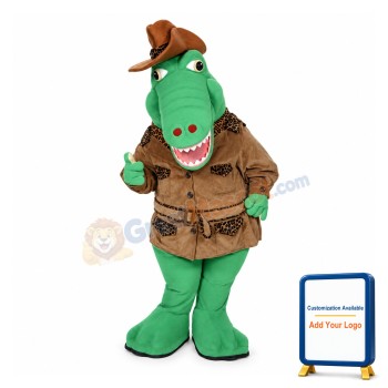 Green Crocodile Cowboy Mascot Adult Costume