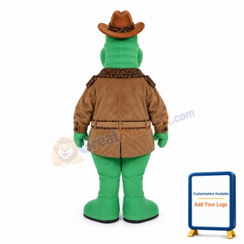 Green Crocodile Cowboy Mascot Adult Costume