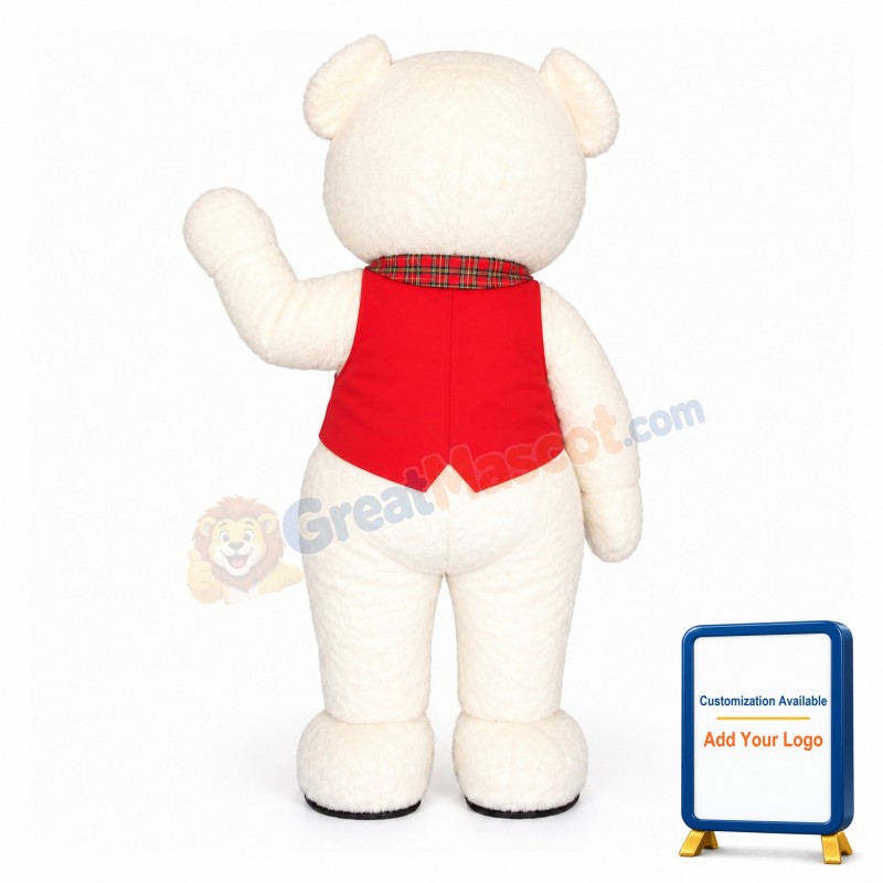 White Teddy Bear Lightweight Mascot Adult Costume