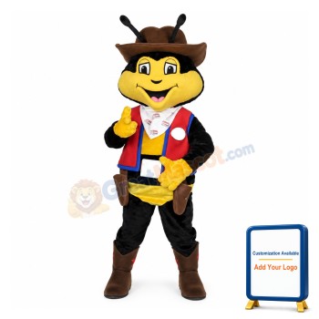Lovely Cartoon Bee Cowboy Mascot Adult Costume