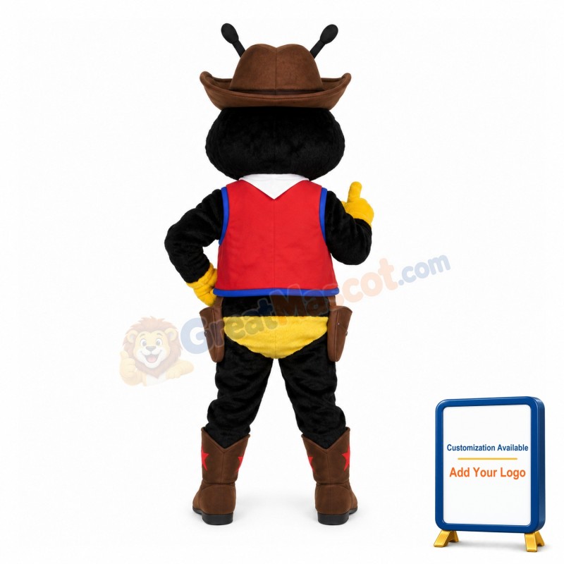Lovely Cartoon Bee Cowboy Mascot Adult Costume