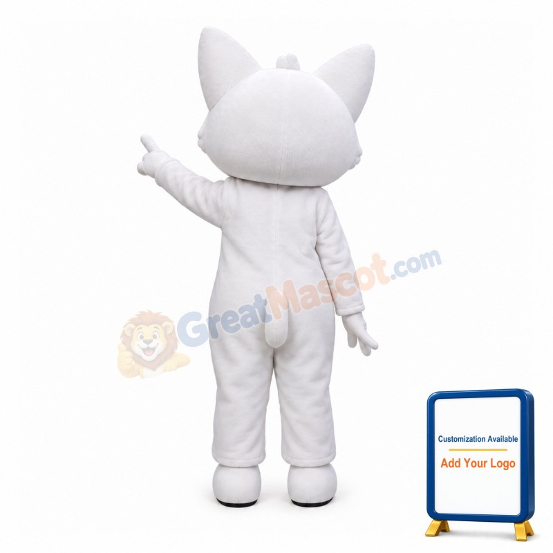Cute White Cat Mascot Adult Costume