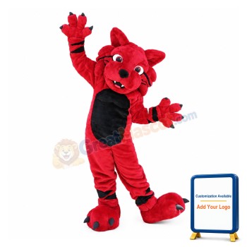 Power Red Wildcat Mascot Adult Costume