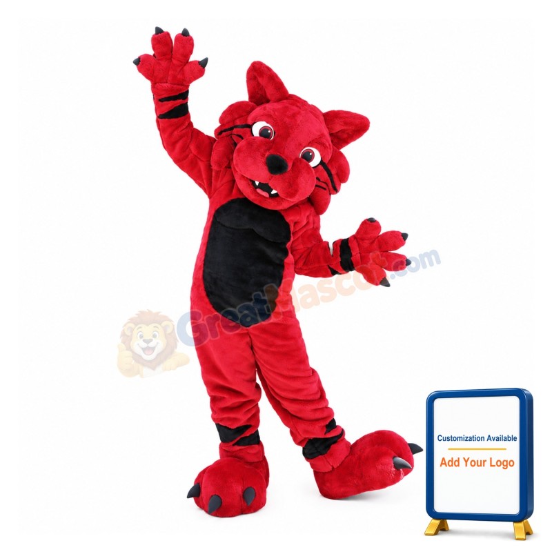 Power Red Wildcat Mascot Adult Costume