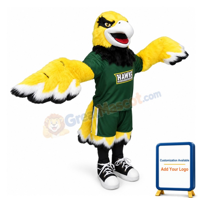 College Basketball Yellow Hawk Mascot Costume