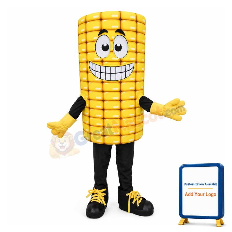 Smiling Cartoon Corn Mascot Adult Costume