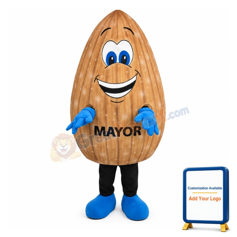 Cartoon Tall Almond Lightweight Mascot Adult Costume