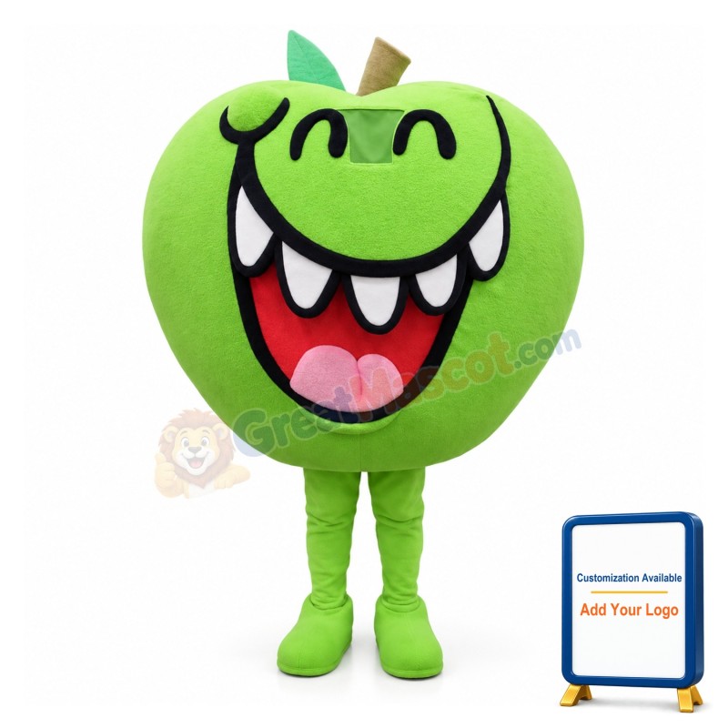 Grinning Cartoon Green Apple Lightweight Mascot Adult Costume