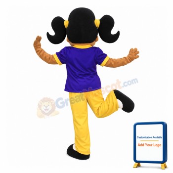 Friendly Black Girl Mascot Costume