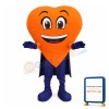 Cartoon Orange Heart Superhero Mascot Costume
