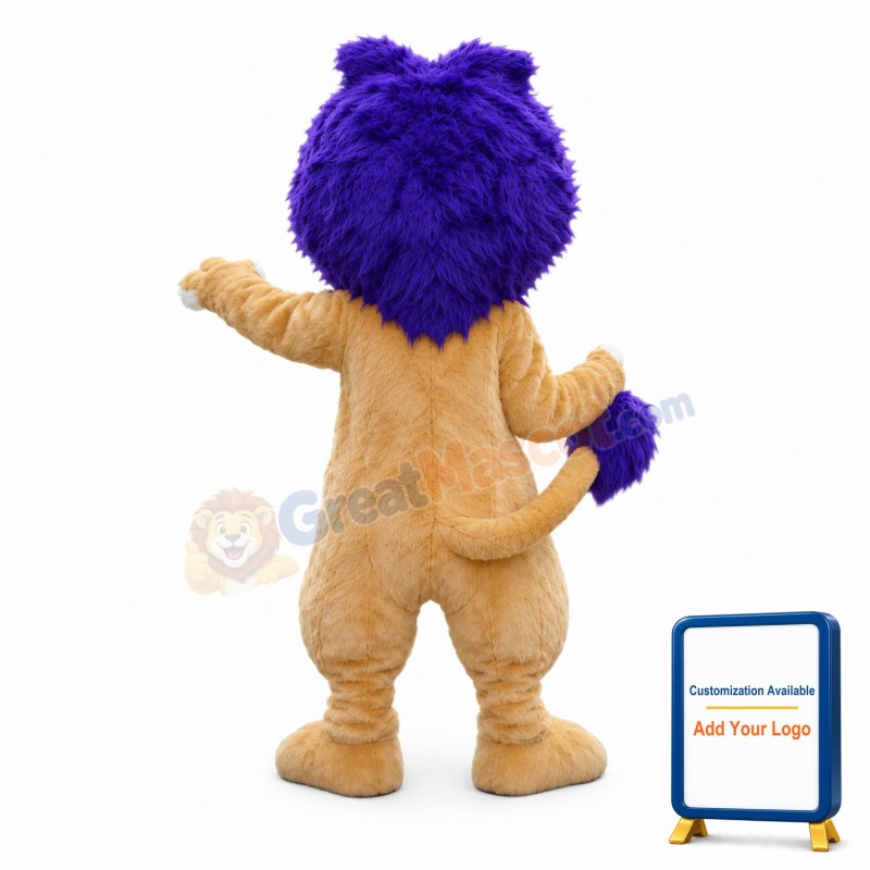 Purple Hair Lion Animal Mascot Adult Costume