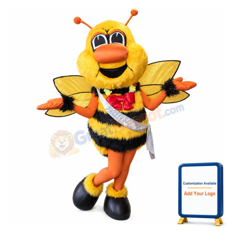 Lovely Honeybee Long Fur Mascot Costume
