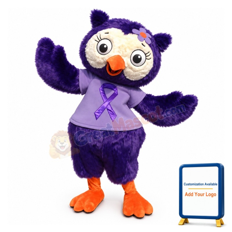 Cute Purple Owl Mascot Costume