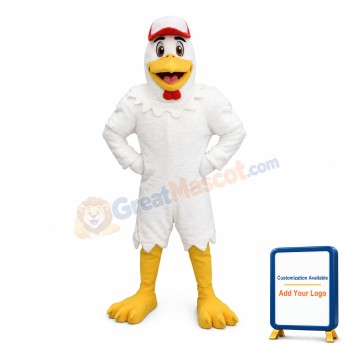 Power White Rooster Mascot Adult Costume