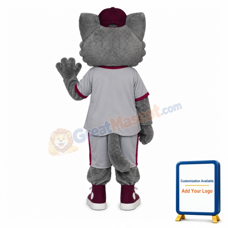 Sport Grey Cat Mascot Adult Costume