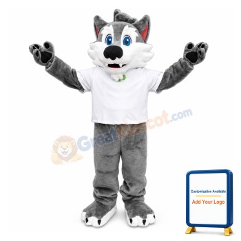 Lovely Grey Husky Dog Mascot Costume