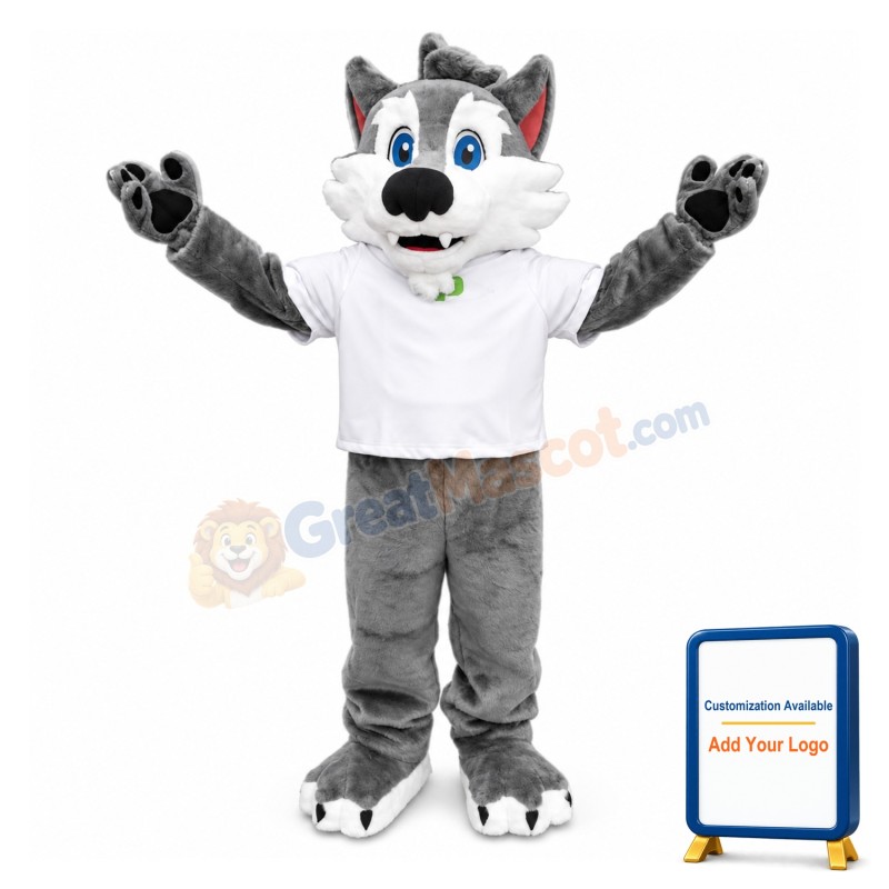 Lovely Grey Husky Dog Mascot Costume