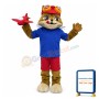 Lovely Brown Cat Aviator Mascot Costume With Red Airplane Model