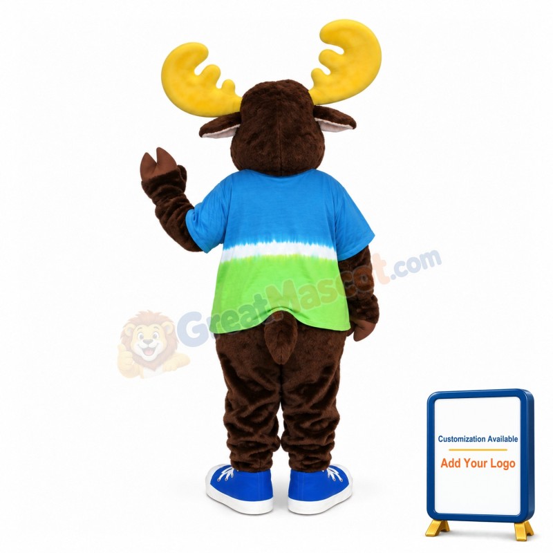 Friendly Brown Moose Mascot Adult Costume