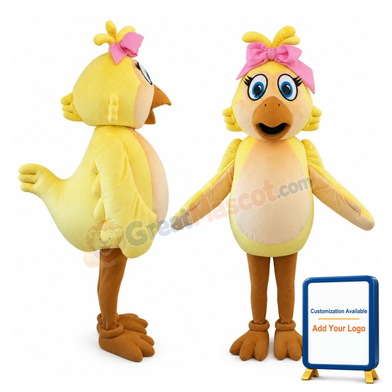 Graceful Cartoon Yellow Chicken Mascot Costume