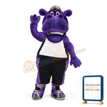 College Power Purple Hippo Mascot Costume