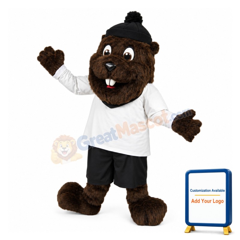 Brown Beaver Long Fur Mascot Adult Costume
