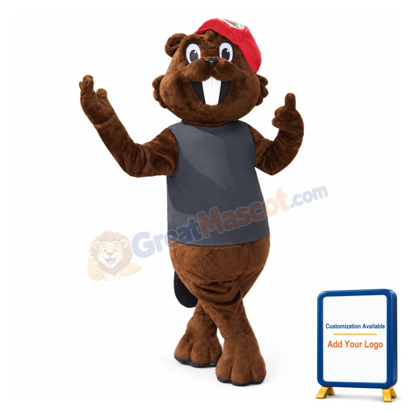 Long Teeth Beaver Mascot Adult Costume