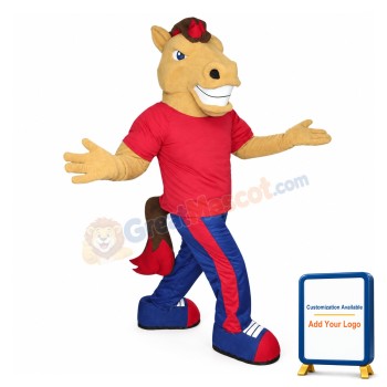 College Power Beige Horse Mascot Costume