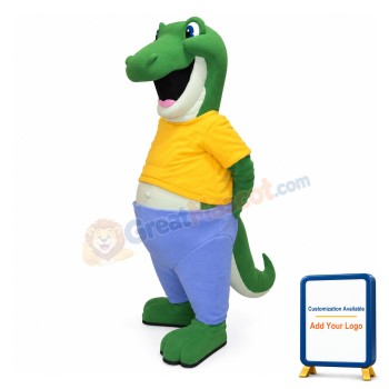 Happy Green Crocodile Mascot Costume