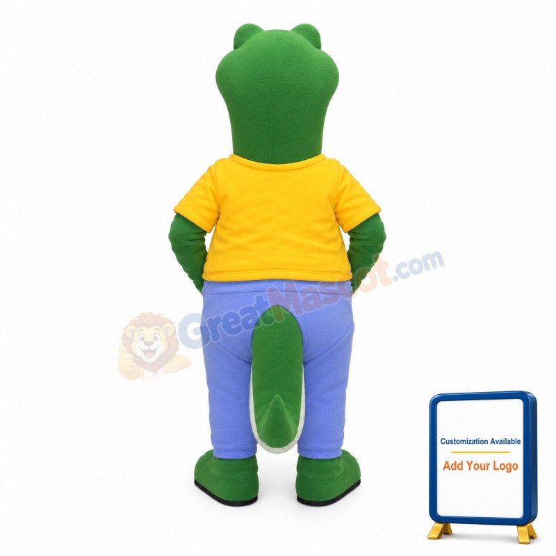 Happy Green Crocodile Mascot Costume